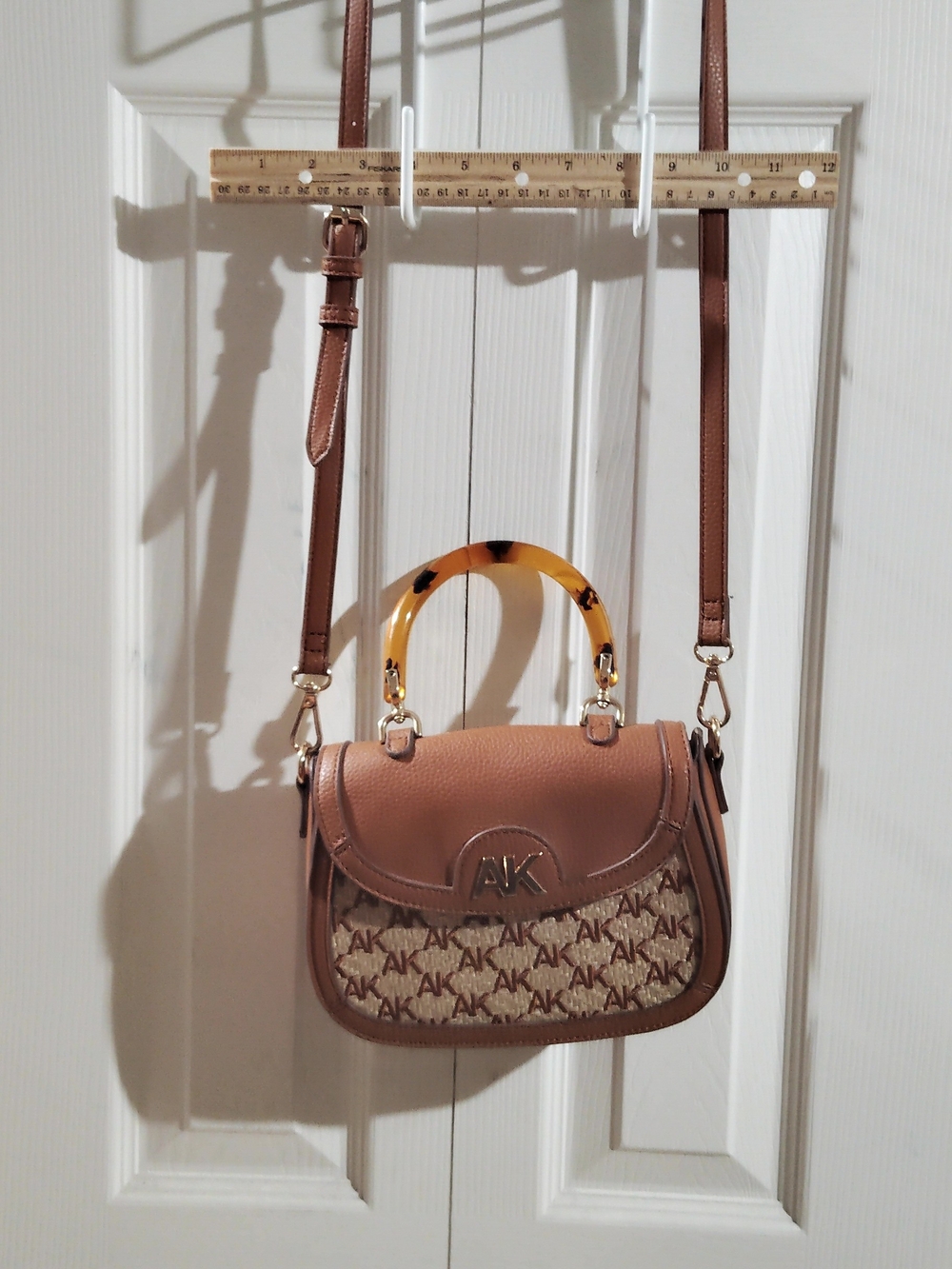 Anne Klein Tan Crossbody with Tortoiseshell Handle